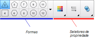 Botões da ferramenta Polígonos regulares